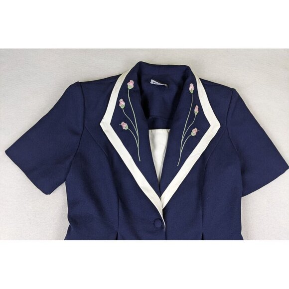 WHIRLAWAY FROCKS VINTAGE WOMENS BLUE SHORT SLEEVE JACKET DRESS - SEE MEASUREMENT - Picture 3 of 7